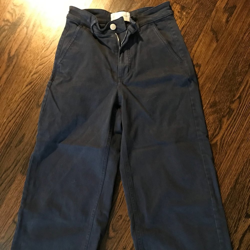 Everlane Navy Wide Leg Crop Pant size 0 short